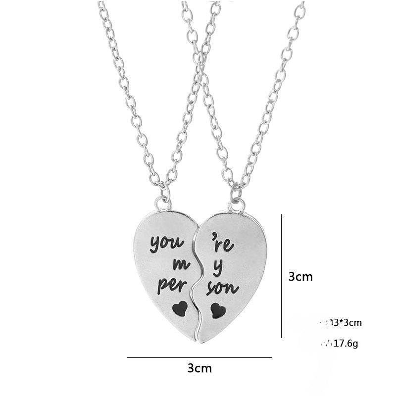Wholesale Good Friends Two People Splicing Hamburger Love Alloy Necklace